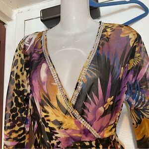 Spy Zone Exchange animal print rhinestone dress lion Dress cheetah sexy floral